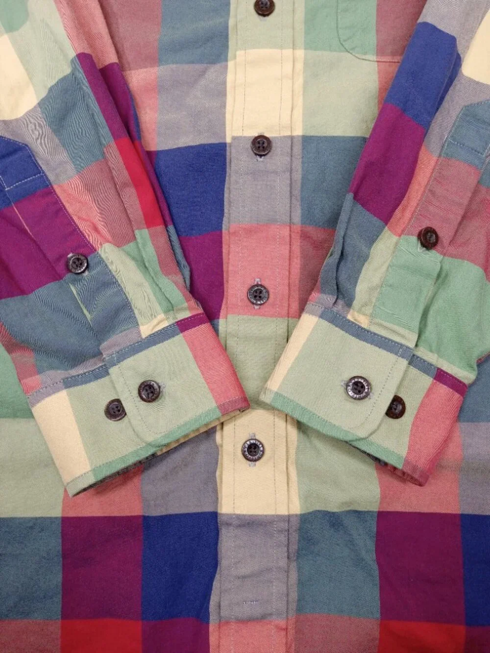 Orvis Mens Large Signature Twill Plaid Button Down Shirt Multicolor Long Sleeve